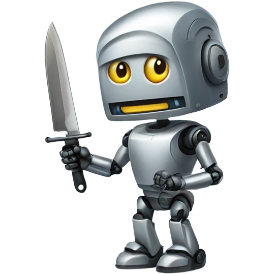 A robot holding a knife emoji