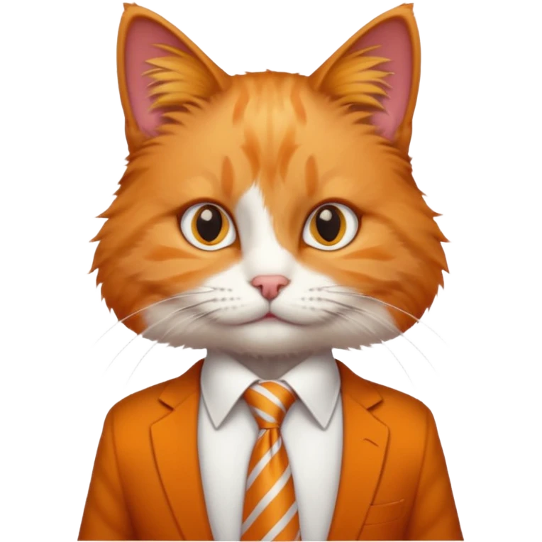 cat in white shirt, orange tie emoji