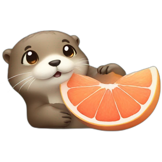 Cute otter with grapefruit hello emoji