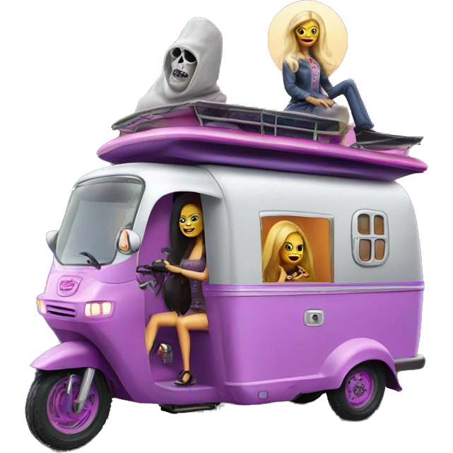 Haunted Barbie dream house Caravan motorbike tuk tuk  emoji