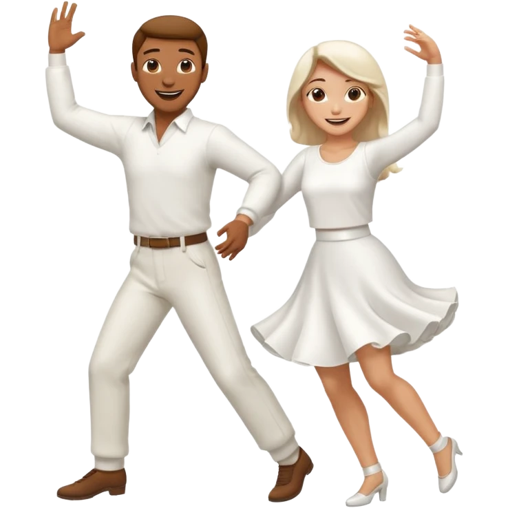 Man and woman dancing white emoji