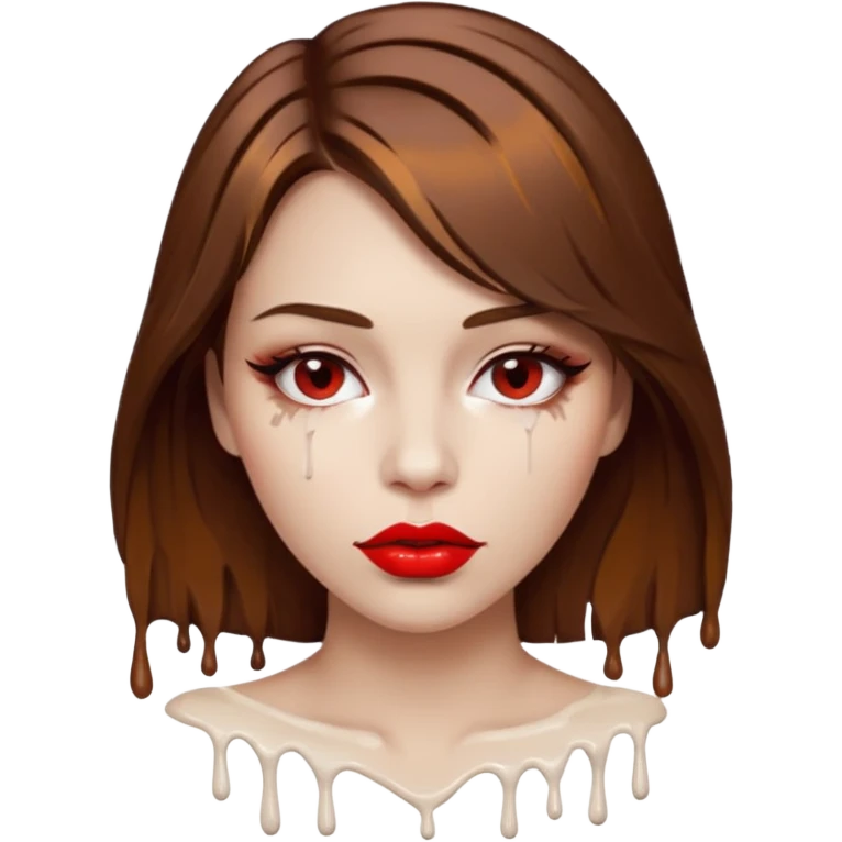 Brown Hair, Woman, white paint drip, face, hot, Sexy, lips emoji