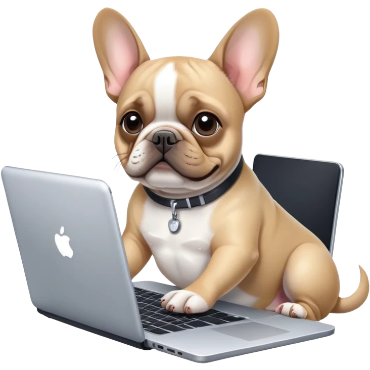 French bulldog work laptop  emoji