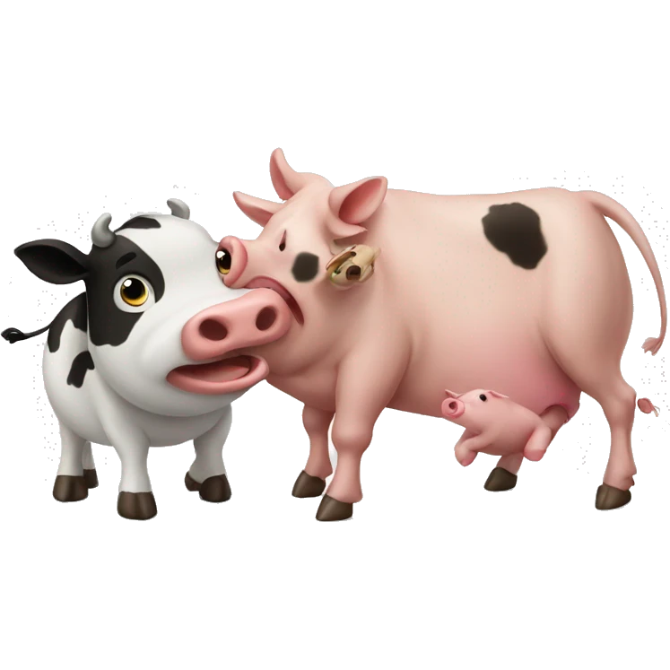 Cow fighting pig  emoji