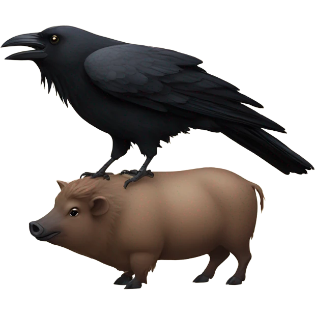 Crow and a boar  emoji