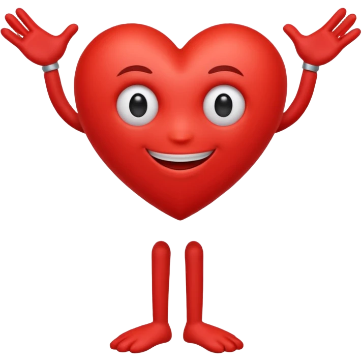 Red heart with arms and legs with one eye ball emoji
