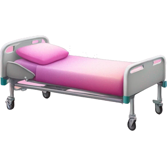 Pink ombre hospital bed with glitter emoji