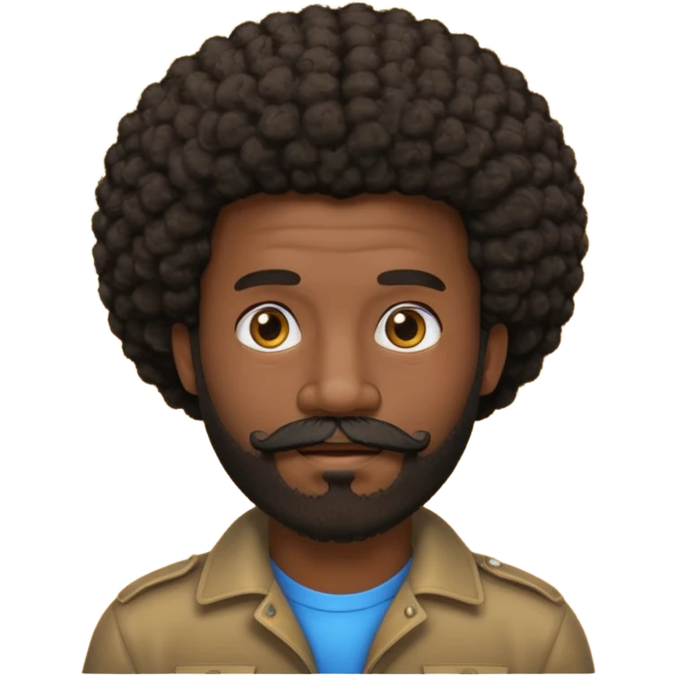 black afro guy with beard and mustache emoji emoji