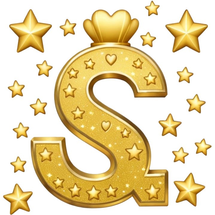 money sign with stars and hearts and sparkles emoji