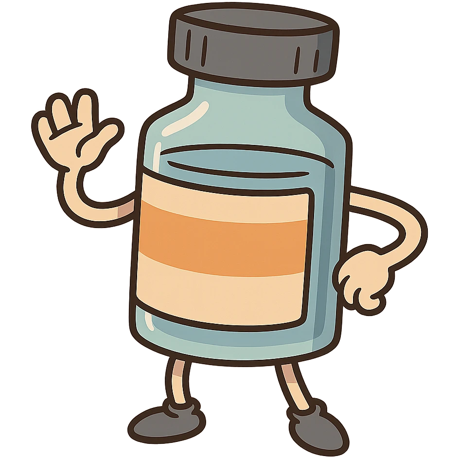 cartoon style medicine vial, no face emoji