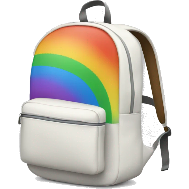 White backpack with rainbow  emoji