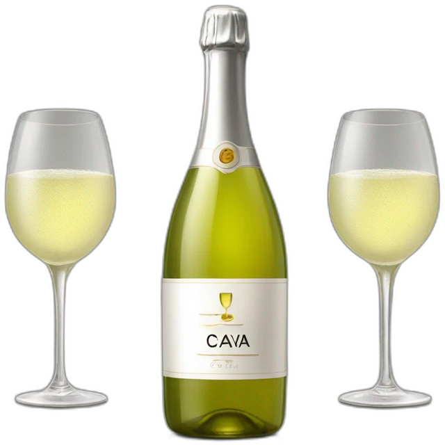 cava logo one big bottle and two same glasses of white wine emoji