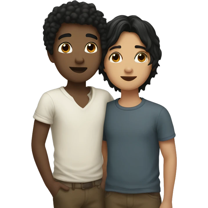 boy with black hair Kissing Brown hair make both of them white  emoji