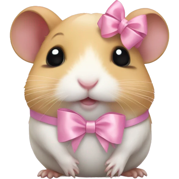 full body hamster with light pink ribbon bow emoji