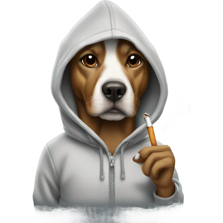 Dog wearing hoodie smoking  emoji