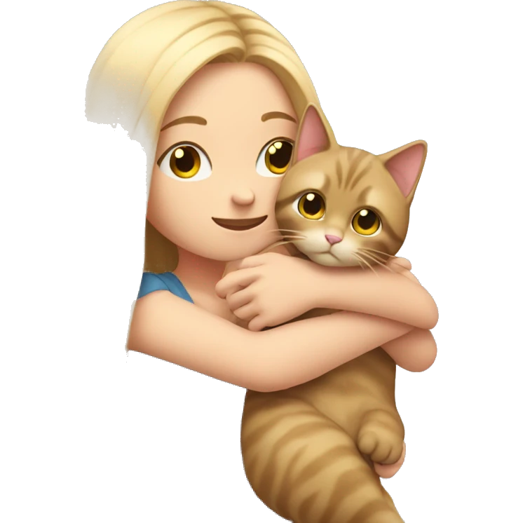 girl with very long blonde hair and  hugging a cat  emoji