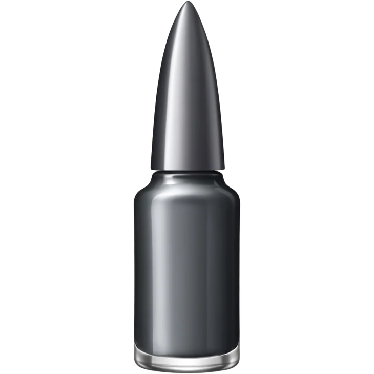 Dark grey metallic   nail polish bottle with a tall pointy cap emoji