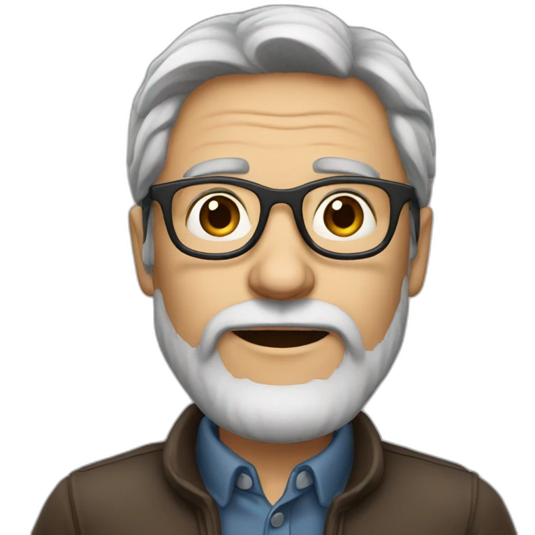 50 year old swedish man, dark hair with grey streaks and brown glasses emoji