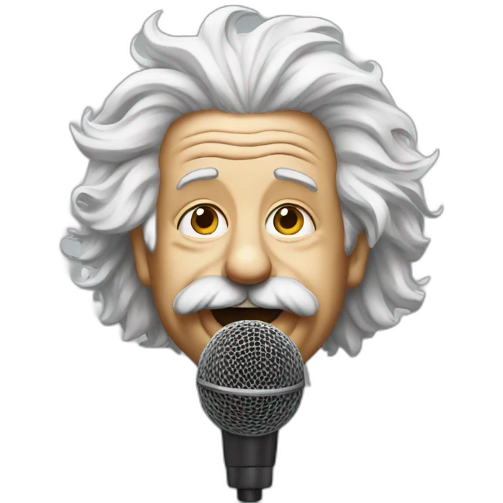 Einstein with a mic emoji
