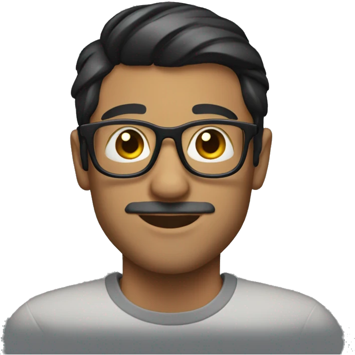 handsome man with short stubble having black coloured hair and spectacles  emoji