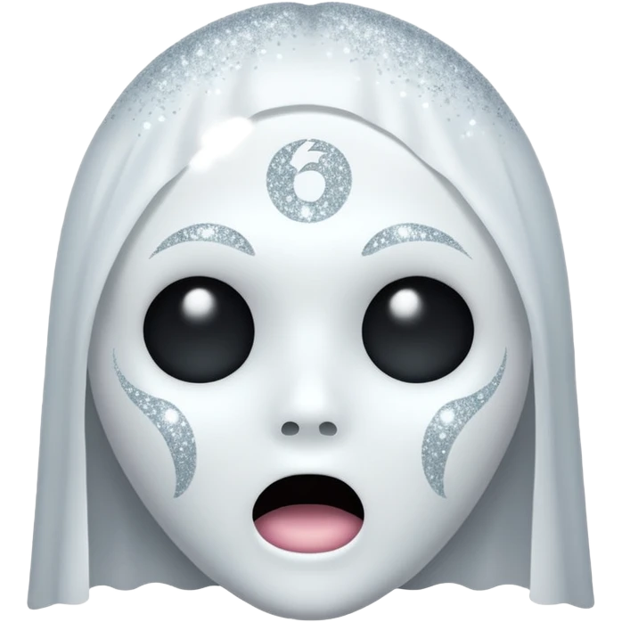 white Ghost face glitter  emoji