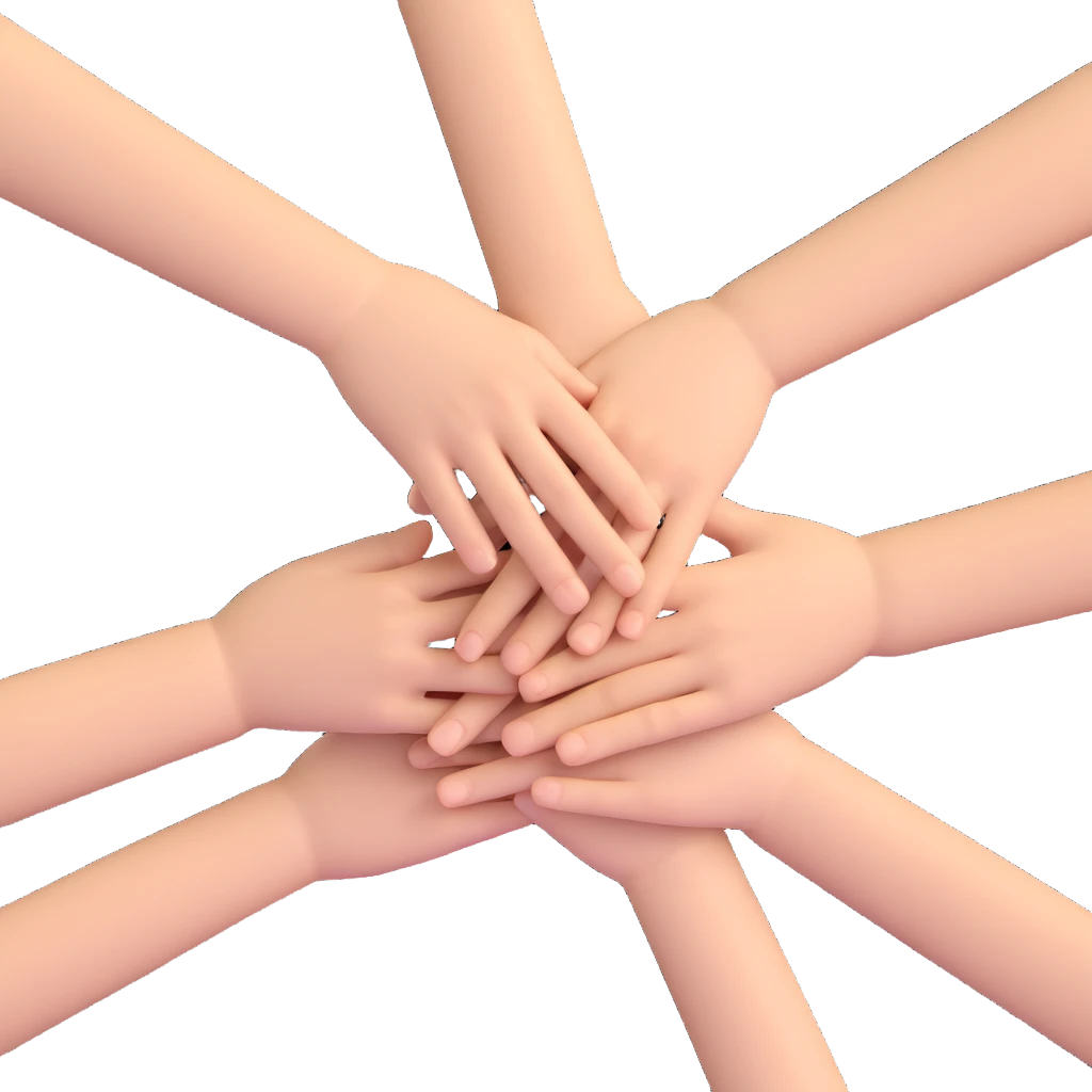 a handpile, simplified, minimal details, hands stacked emoji