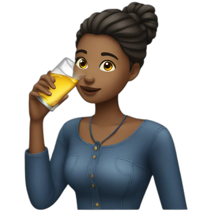 A girl drinking vodka emoji