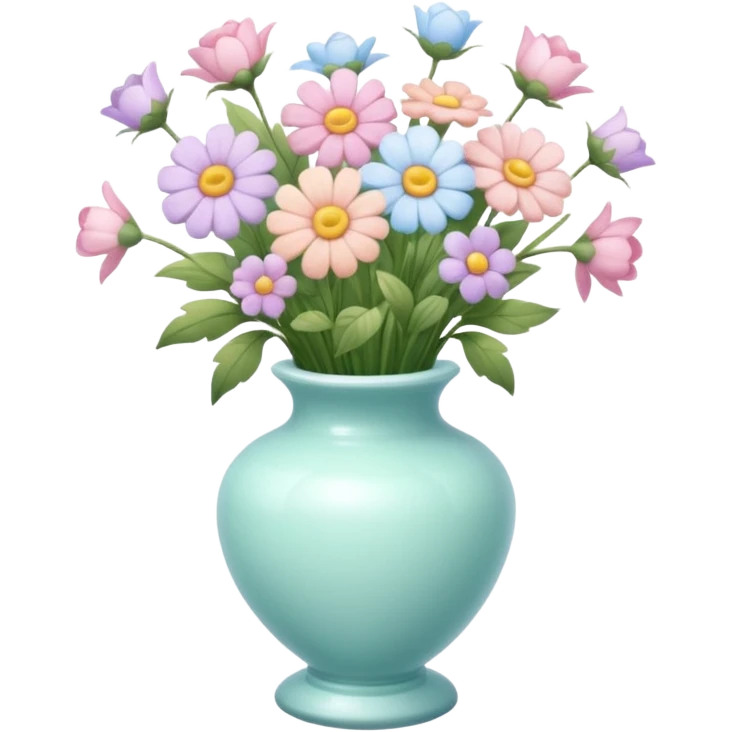 Cute kawaii gorgeous pretty pastel beautiful fairycore cottagecore detailed high quality trending aesthetic decoration flowers in a vase on a small round table emoji