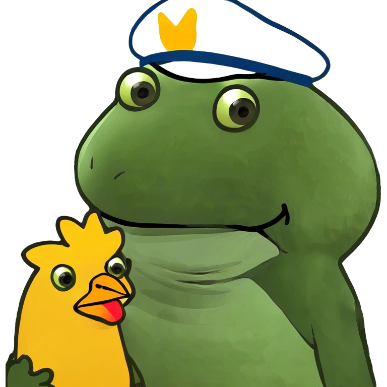 Frog with chicken emoji