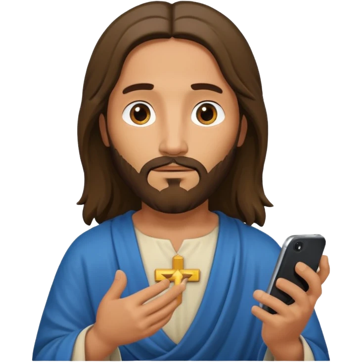 Jésus sur son téléphonesur son téléphone en train de le regarder emoji