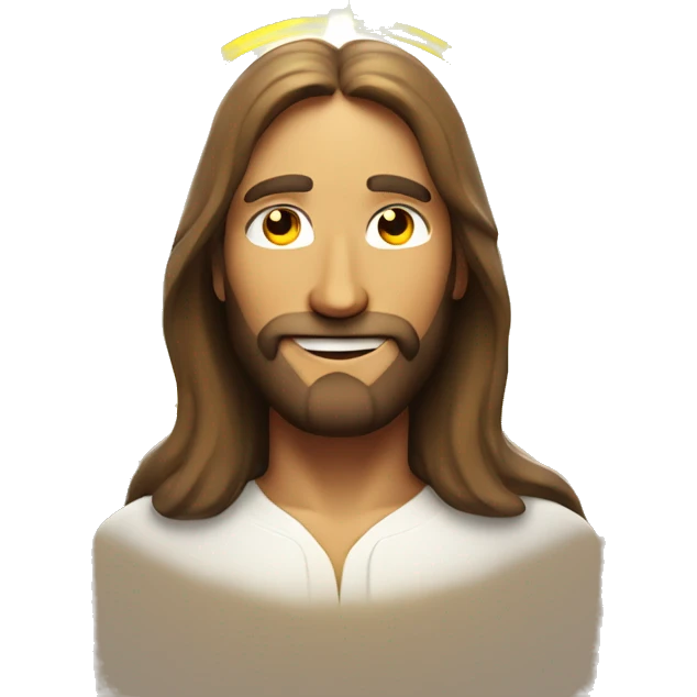 A glowing Jesus emoji with a radiant halo and a peaceful smile emoji
