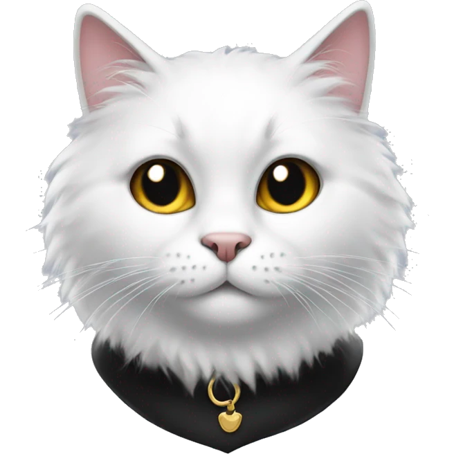 Black cat with a white fur on neck emoji