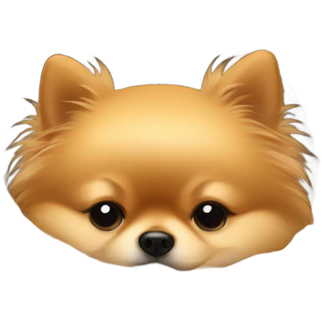 Pomeranian sleeping in dog bed emoji