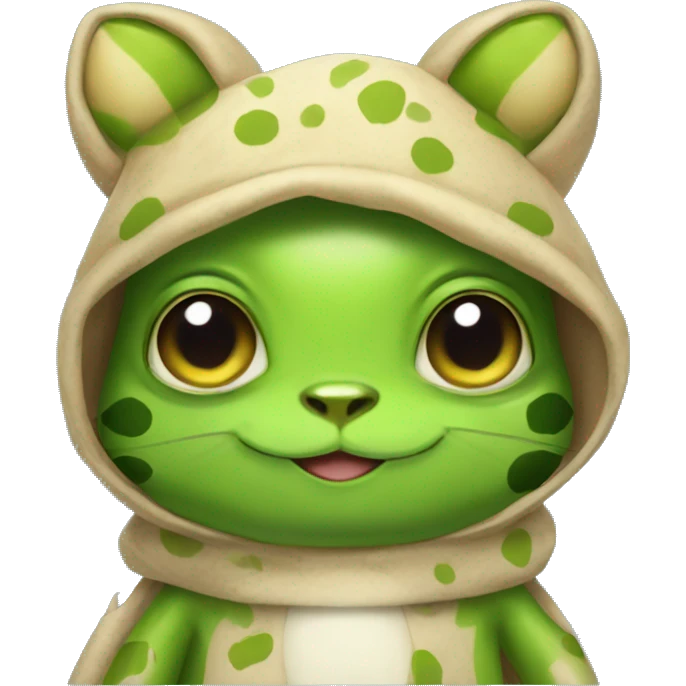 Frog in a cute cat costume emoji