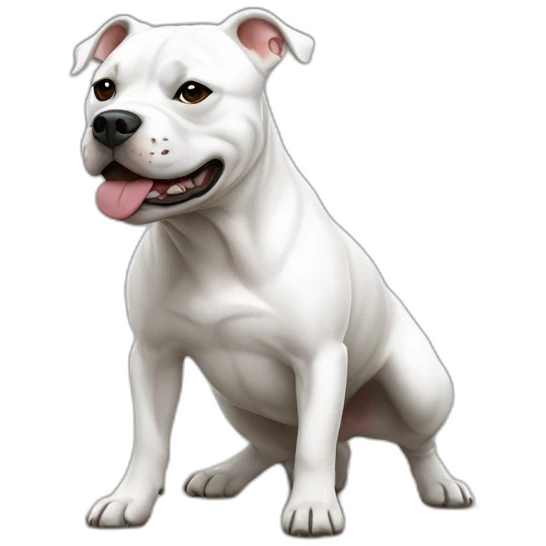 Staffordshire Bull Terrier full white coat playing dead emoji
