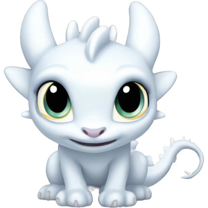 Light fury toothless dragon white with blue eyes  emoji
