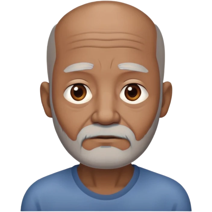 "- Nam
- 70 tuổi
- Da nâu
- Đầu không có tóc
- Râu bạc, mặt buồn, mắt buồn
" emoji