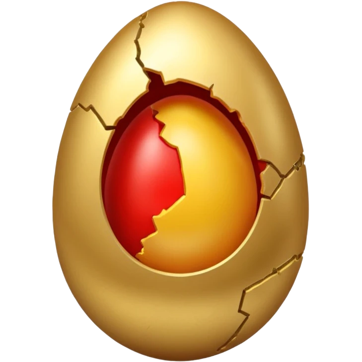 gold and red egg cracked emoji