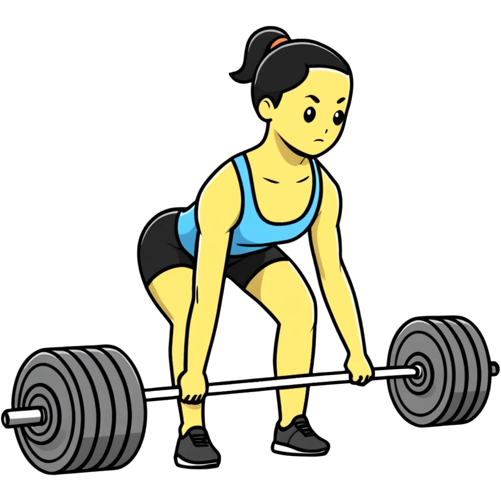 Fitness trainer showing correct posture for deadlift exercise emoji