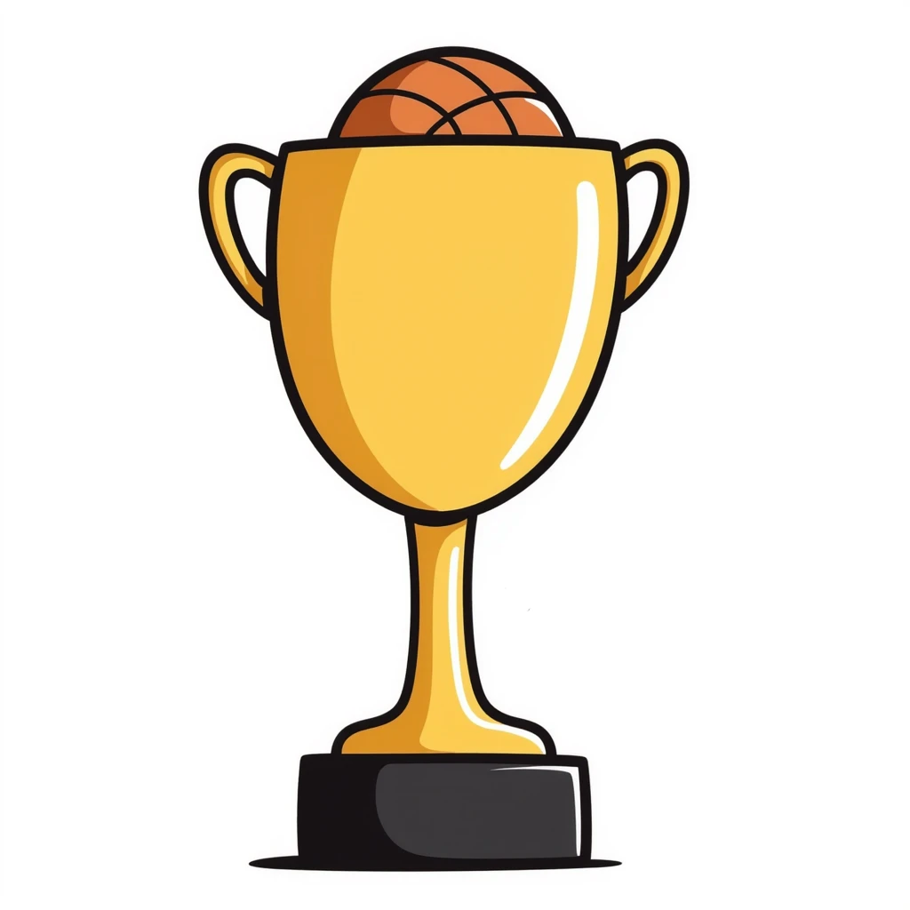 Hand-drawn golden basketball trophy emoji