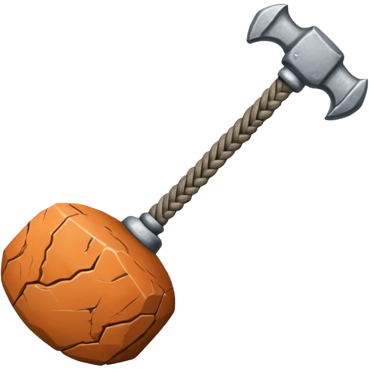 A heavy stone club with knotted handle grip.












 emoji