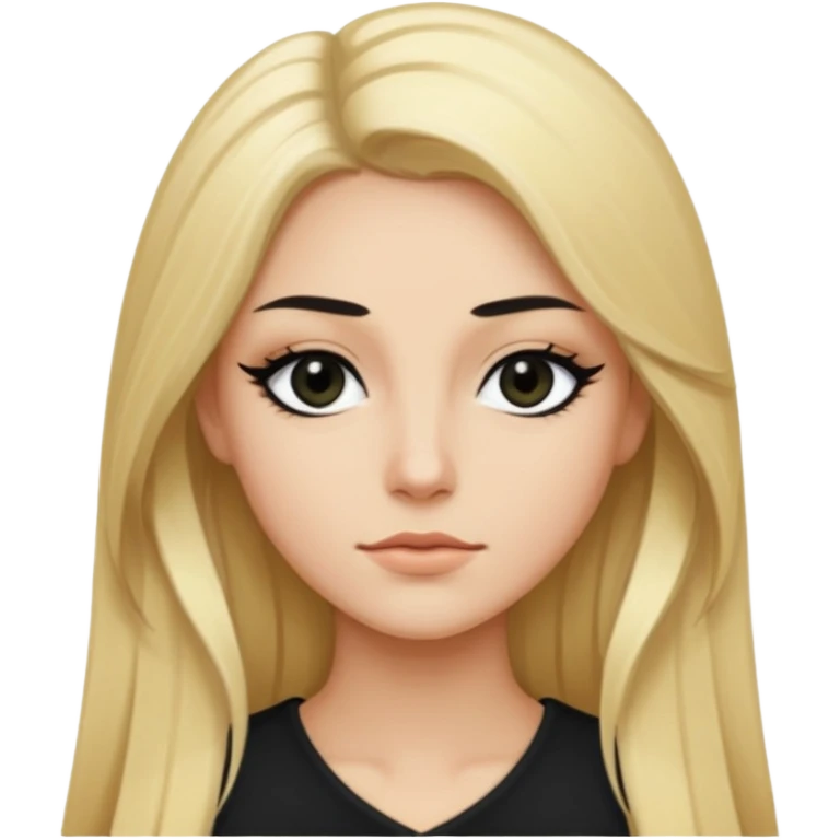 Long blond hair, sharp eyeliner emoji