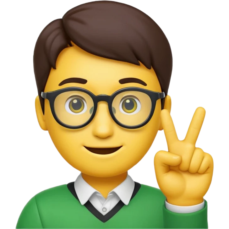 a normal emoji with nerd face and a finger upp with greenscreen emokjin will be a originall yellow type emoji