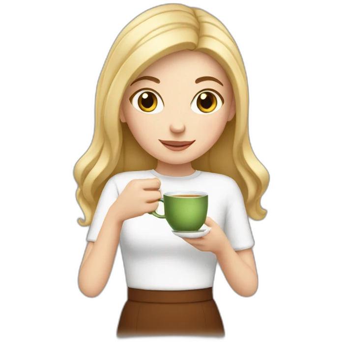white girl with  drinking tea emoji