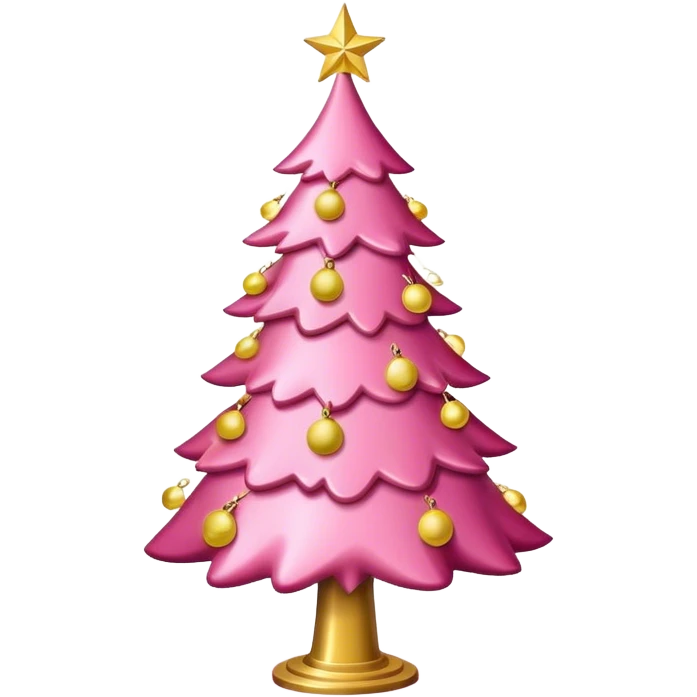 Pink christmas tree with the lights being gold emoji
