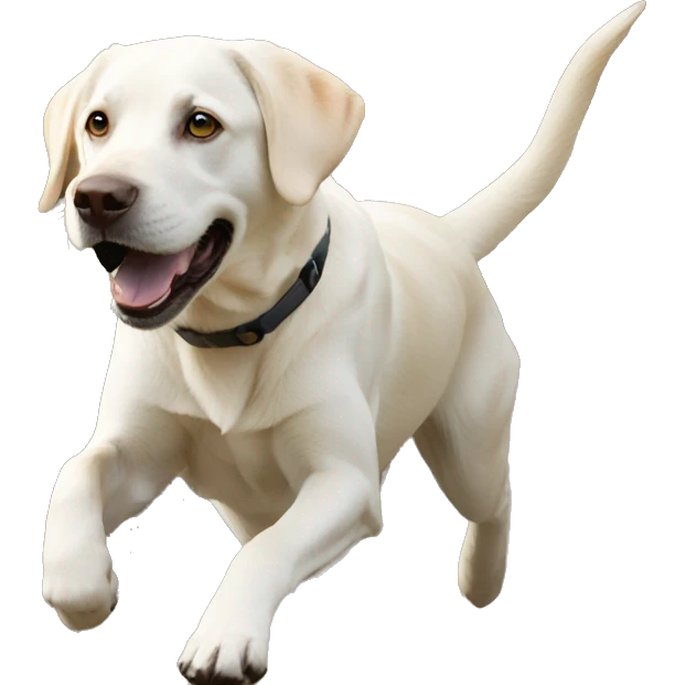 White Labrador running in the mountains  emoji