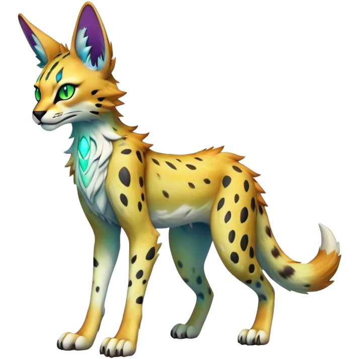 Epic Edgy Colorful ethereal eldritch Sergal-Serval-Vernid full body emoji