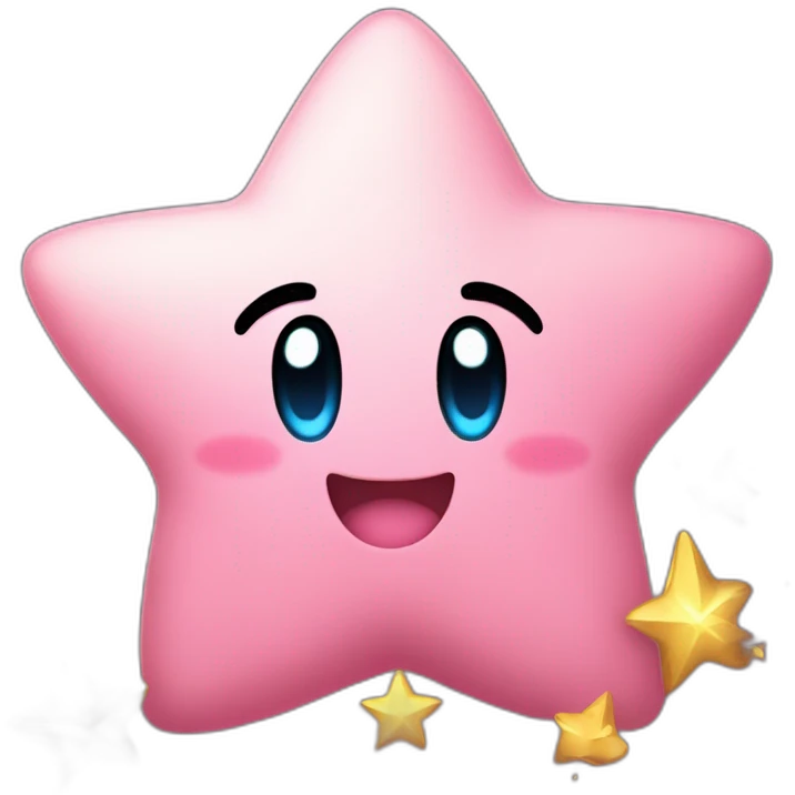clean cute happy Kirby with a golden star emote emoji