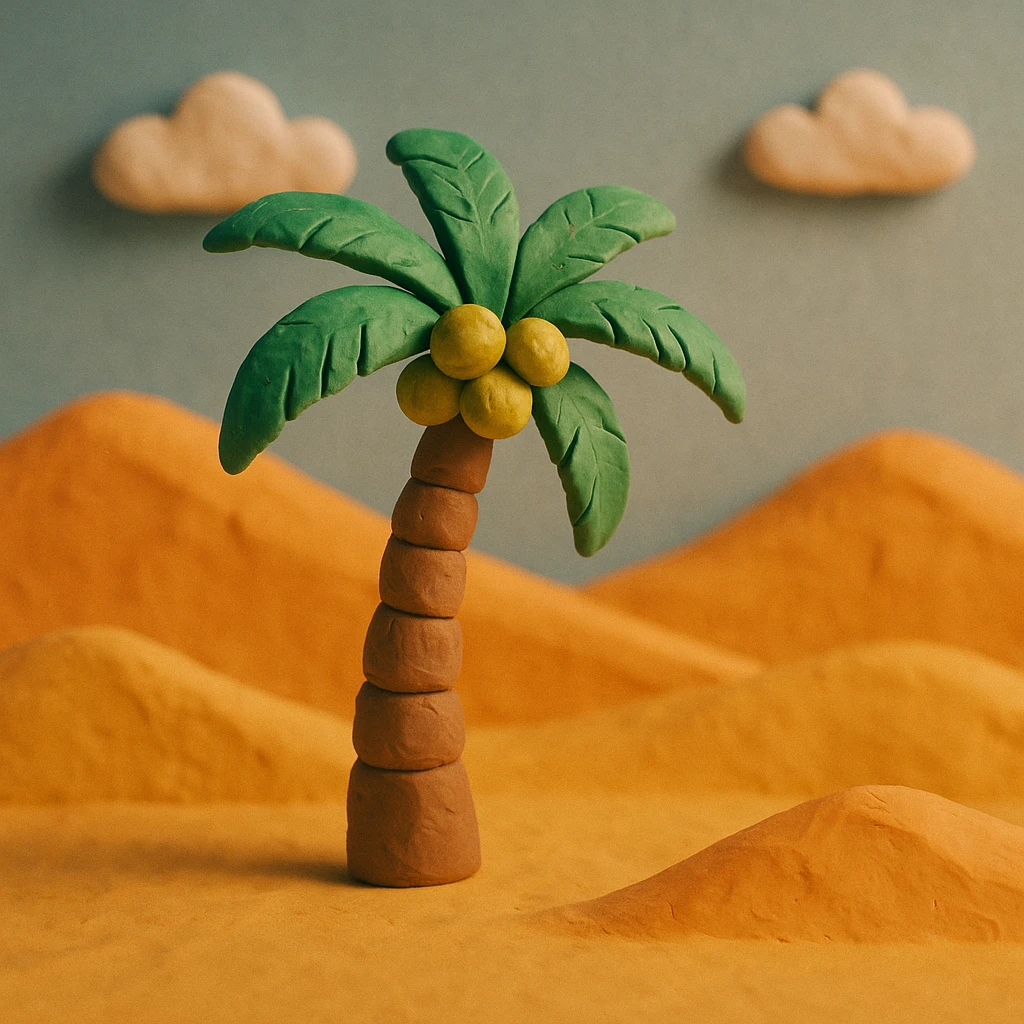 clay palm tree and desert scene in Saudi Arabia emoji