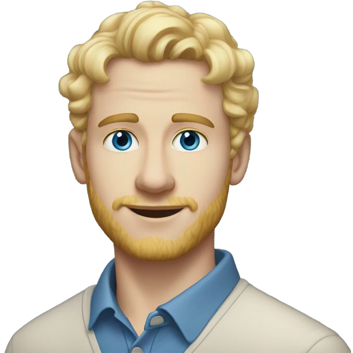 3/4 profile light curl blonde 30yo man blue eyed pale skin emoji